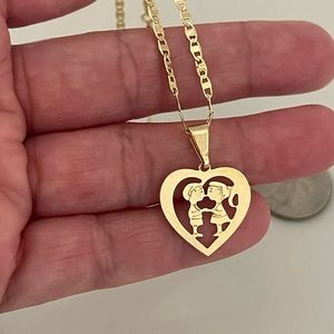 18k Gold Filled Heart Couple Necklace